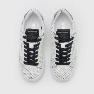 ZADIG & VOLTAIRE Keith Snakeskin Embossed Leather Sneakers